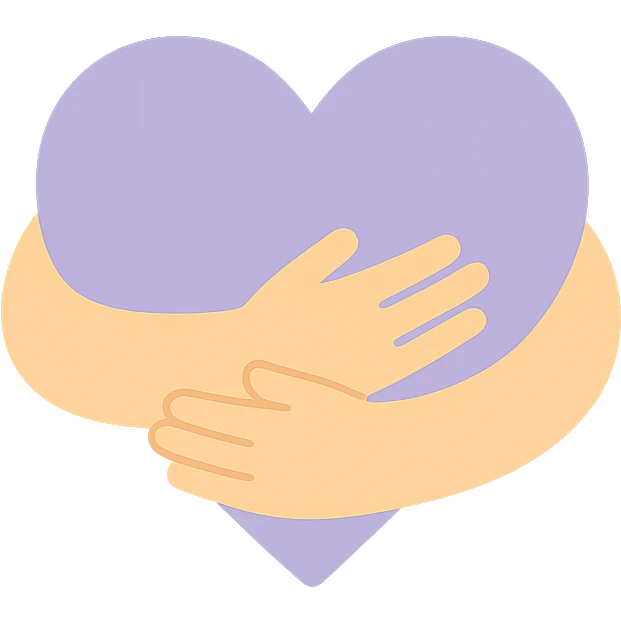 Arms hug a dull purple heart emoji