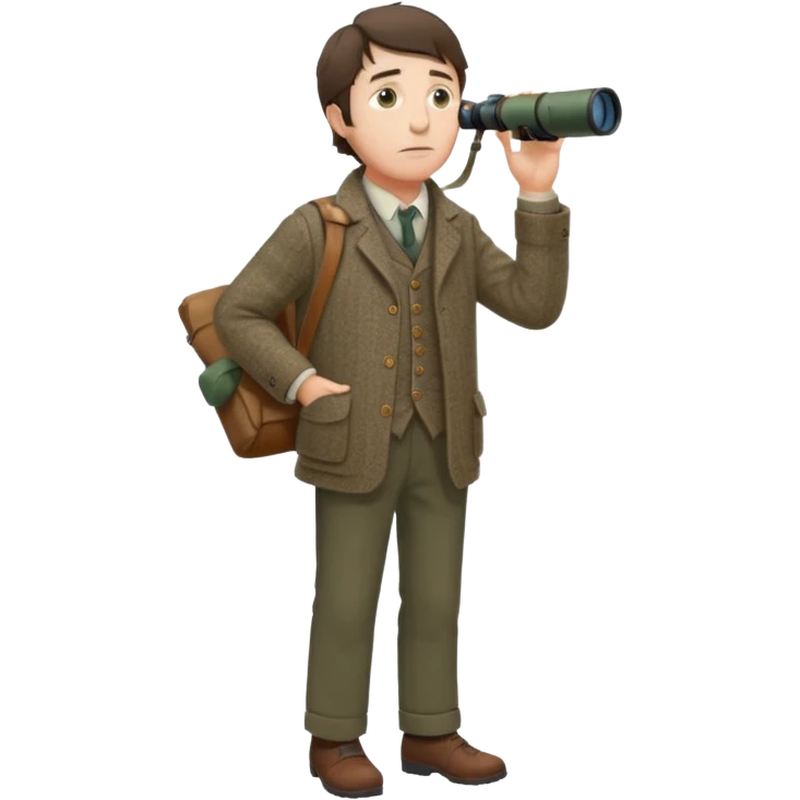 henry David thoreau full body looking up  birdwatching with binoculars emoji
