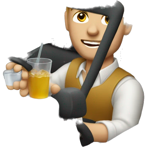 Man driving a convertible car drinking apple juice emoji