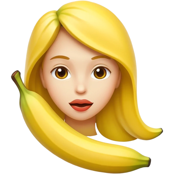 une bouche féminine qui lèche une banane ouverte emoji