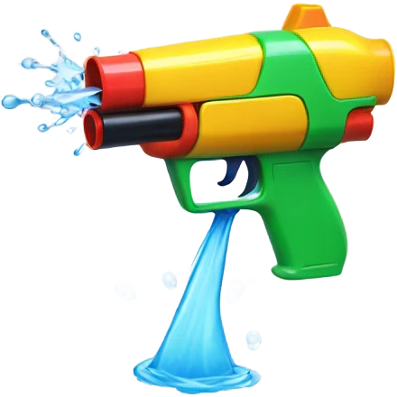 watergun towards a emoji's head and is suishing the camera emoji