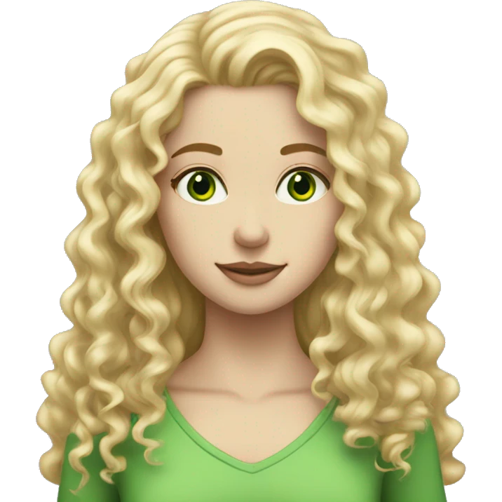 Tall curly long blonde hair girl green eyes pale  emoji