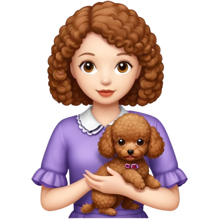 Beautiful girl holding a brown toy poodle emoji