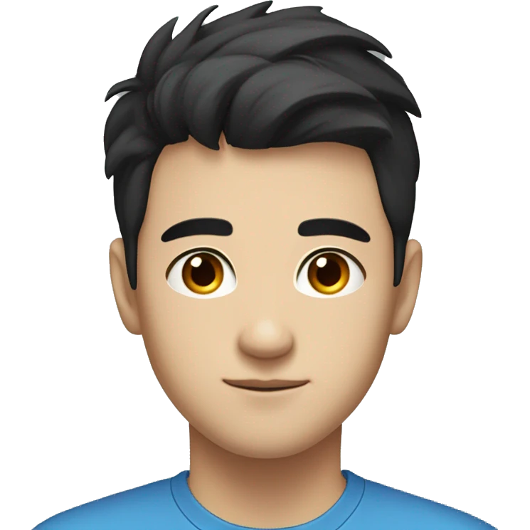Young male with black hair, small eye but not chinese, with blue shirt, very proessional. One picture only. Handsome emoji