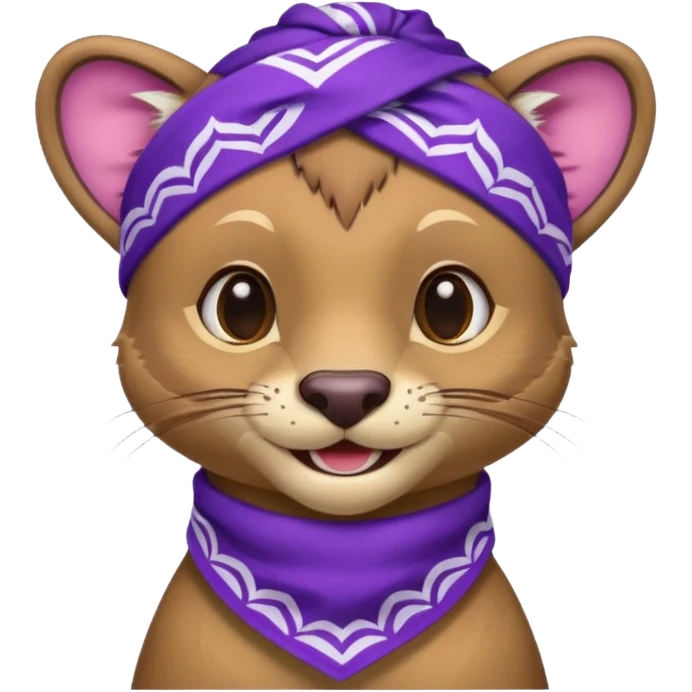 
Fossa animal in purple bandana with white patterns on forehead from league of legends laughing emoticon emoji