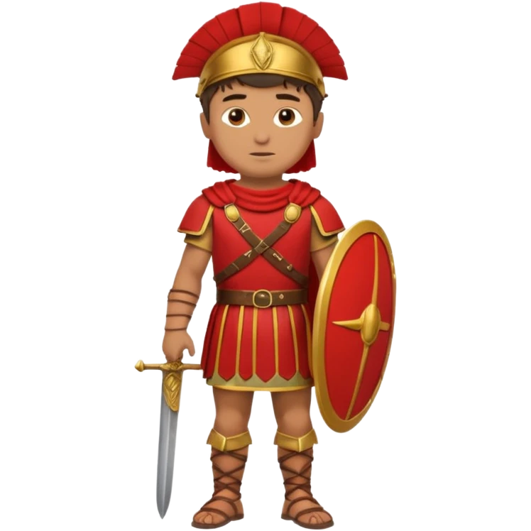 roman soldier without armor, just red clothing and fullbody view emoji