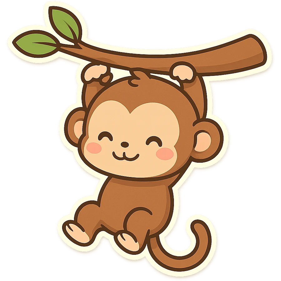 一只挂在树枝上的小猴子 emoji