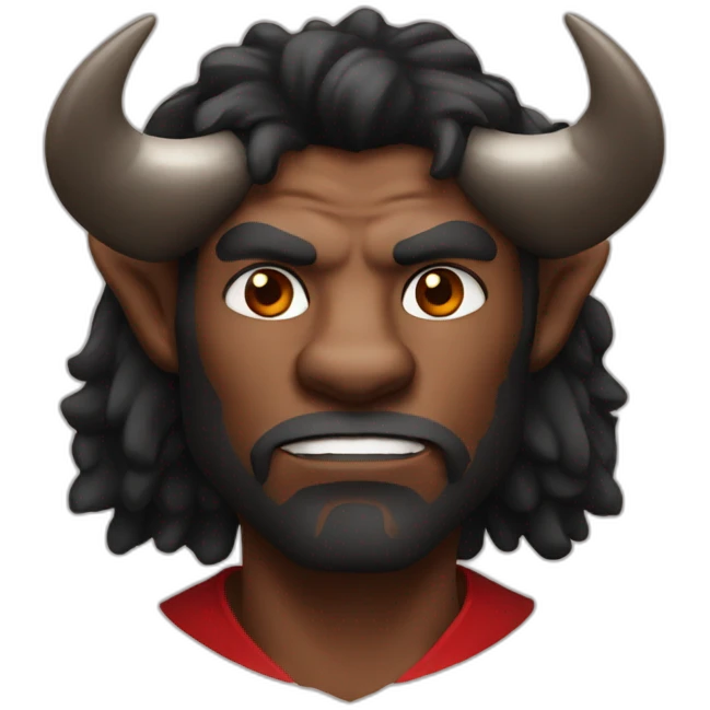 Black and red man Minotaur emoji