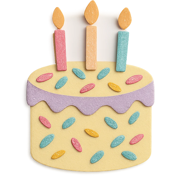 funfetti birthday cake with pastel sprinkles and candles emoji