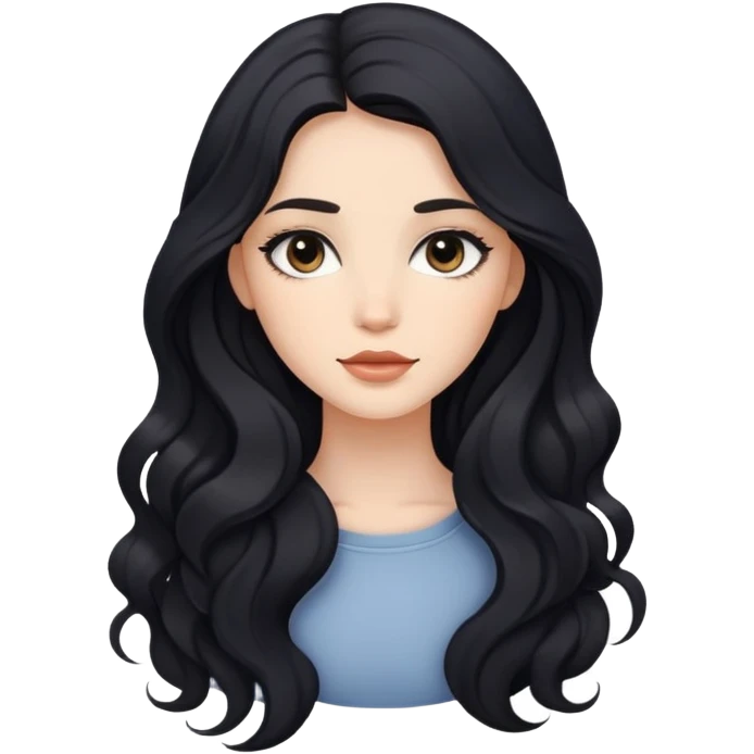girl with wavy black long hair and subtle makeup emoji