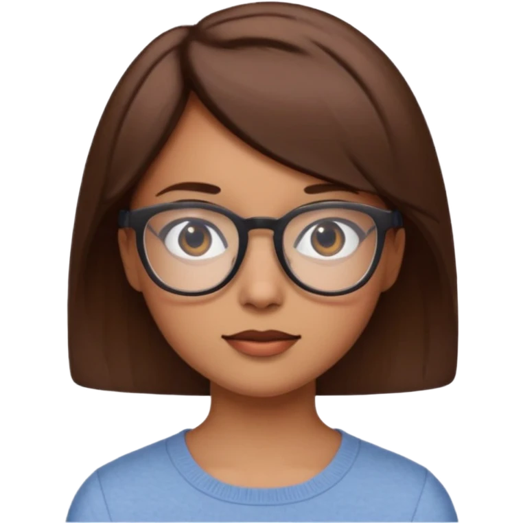 une personne joli, avec des cheveux court brun , et des lunettes tourné de trois quart  emoji