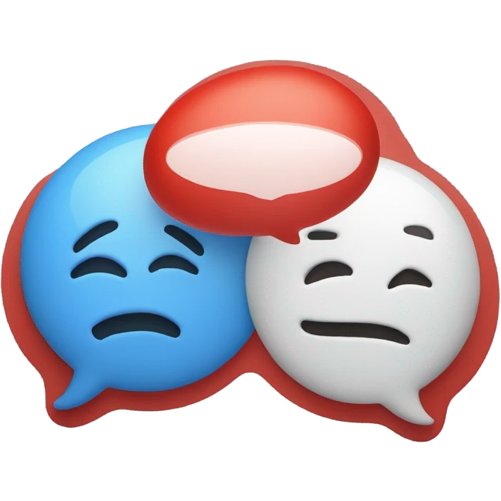 red and blue message bubble emoji