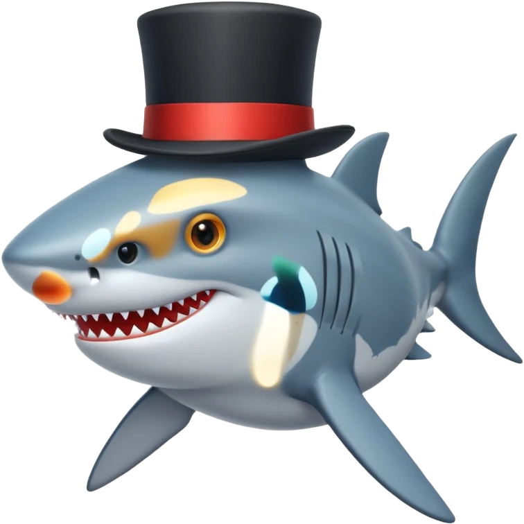 Shark with a top hat emoji