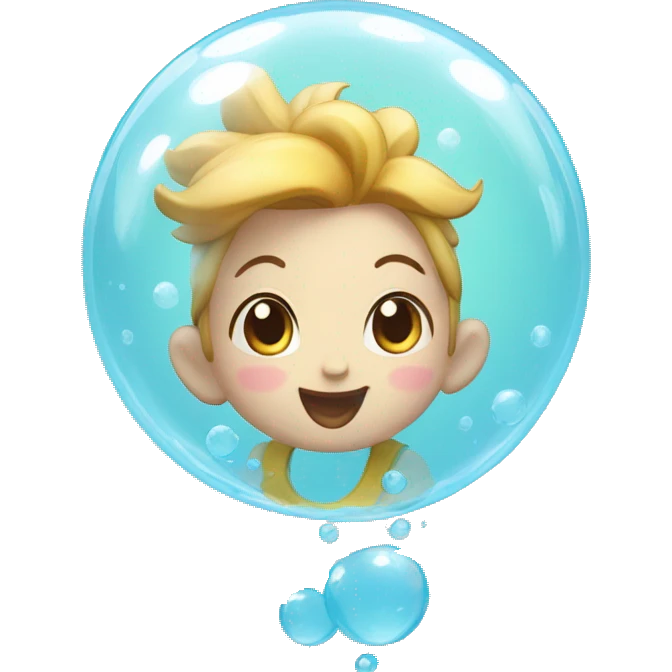  Breezy the Bubble floating happily emoji