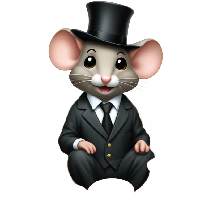 Italian mob boss mouse sitting on pile of gold coins emoji