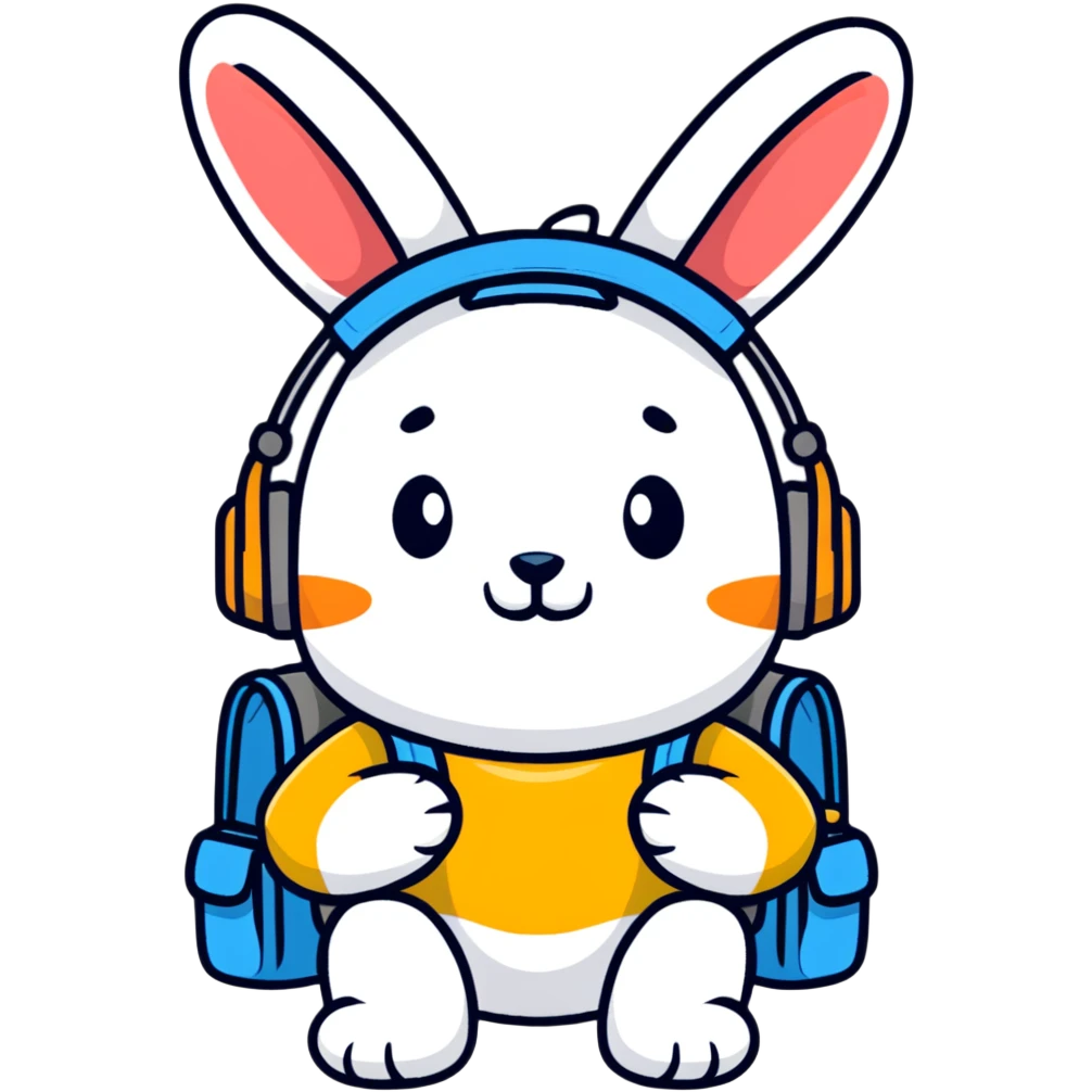 rabbit with headphones and backpack emoji