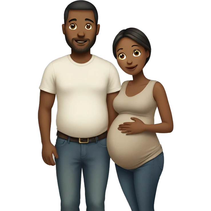 A pregnant woman with her husband  emoji