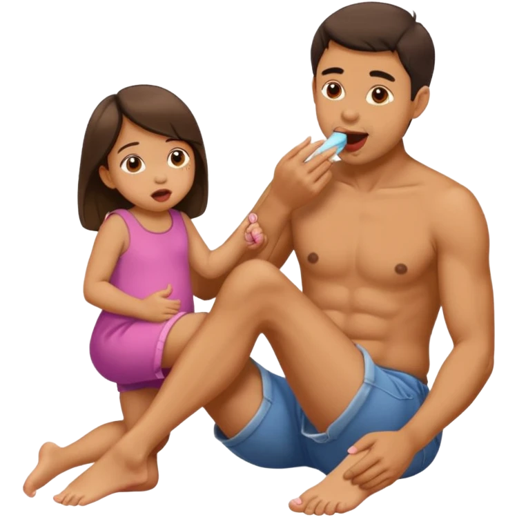 Kızını ayaklarını yalıyan bir erkek emoji