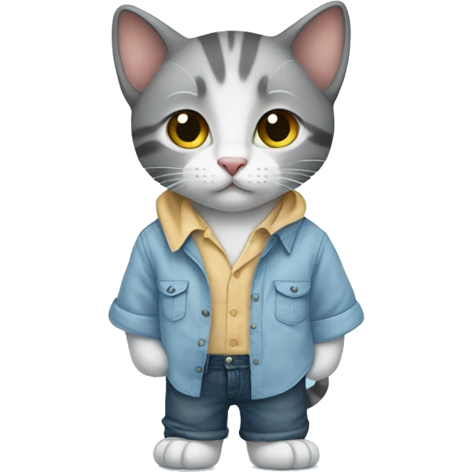 A kitten wearing a oversized shirt emoji