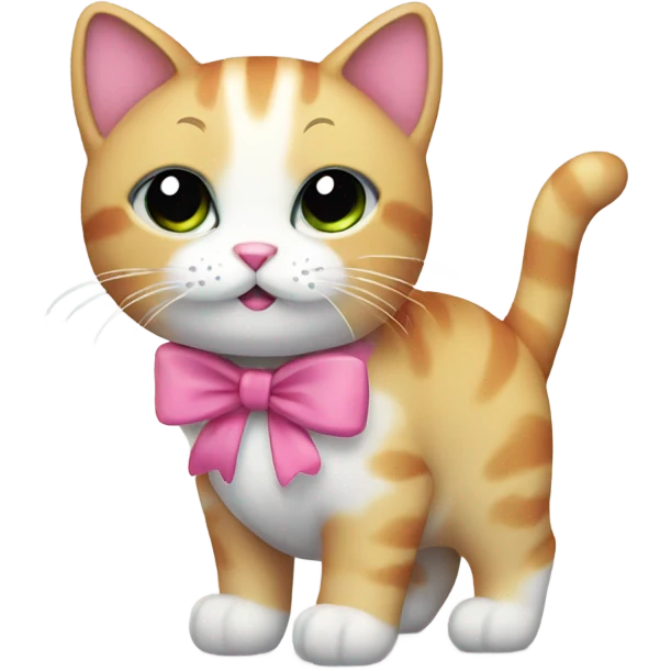 rainbow cat with a pink bow  emoji