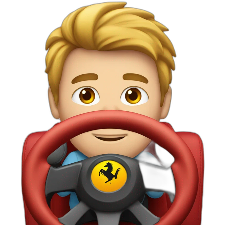 Jeroen van der Berg driving in a ferrari emoji