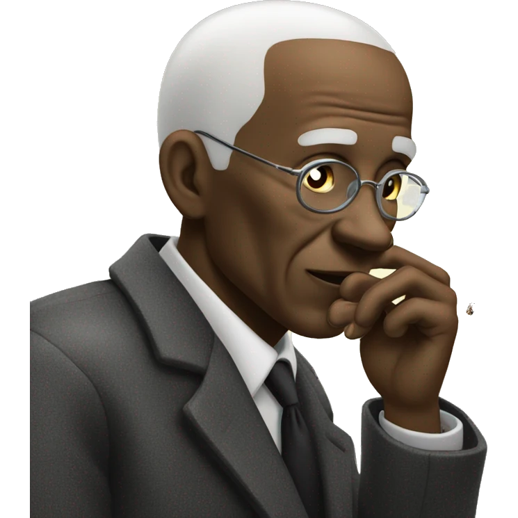 Old black bald man smoking emoji