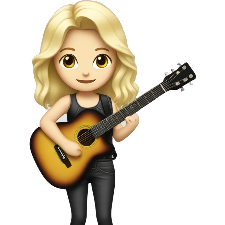 Chibi blonde girl with a guitar emoji