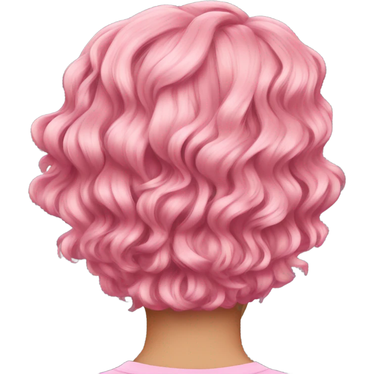 Pink wavy short hair rear view emoji