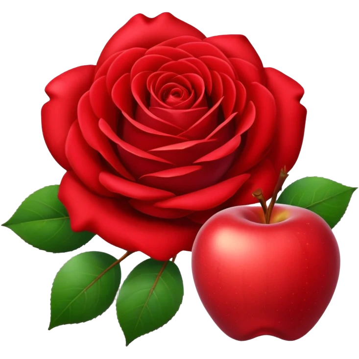rose and apple emoji