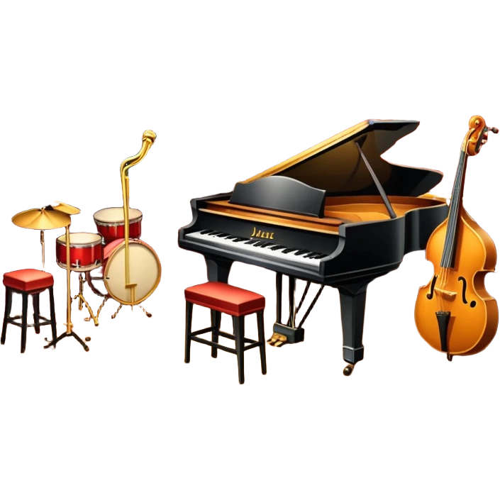 inside a jazz club, bar, stage, and jazz instruments, warm lighting emoji