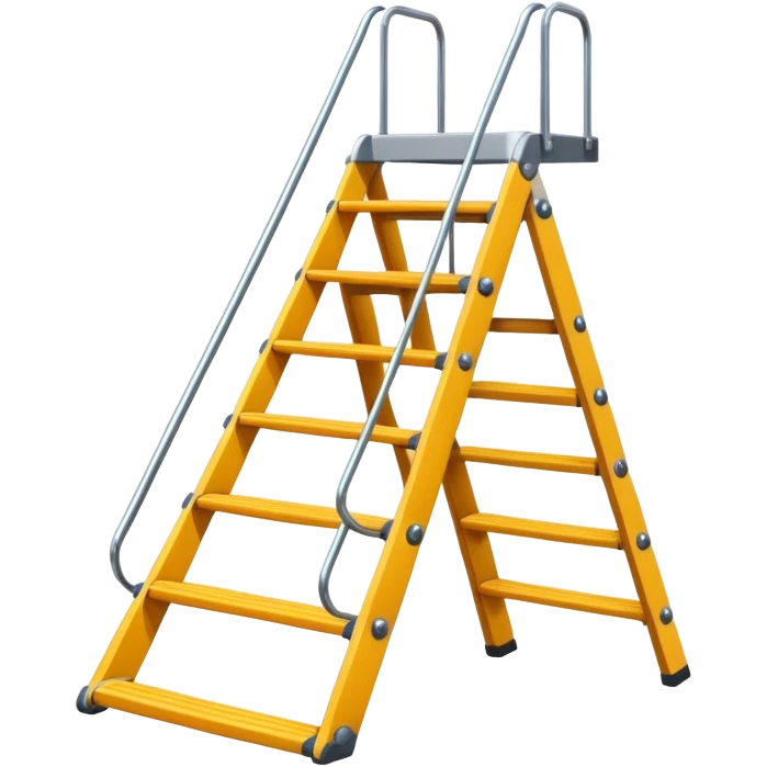 Design an adjustable trapezoid-shaped ladder slide that is customizable in terms of base width and target height, and has multiple levels. Please present it in a cartoon style. emoji