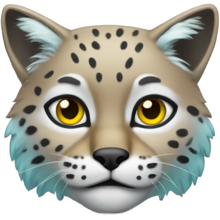 Bobcat cyan grey , yellow eyes  emoji