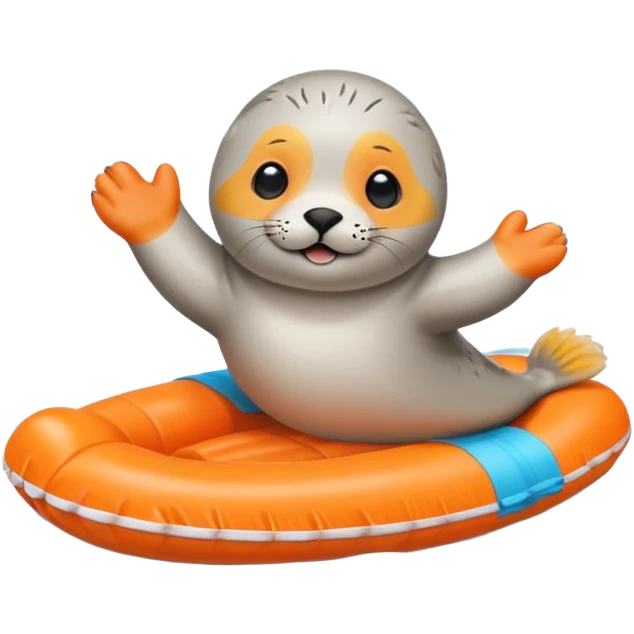 A cute seal pup with floaties on both flippers, kicking excitedly near lane markers. emoji