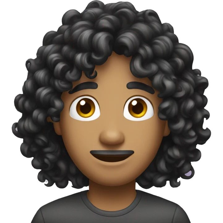 curly long black hair man emoji