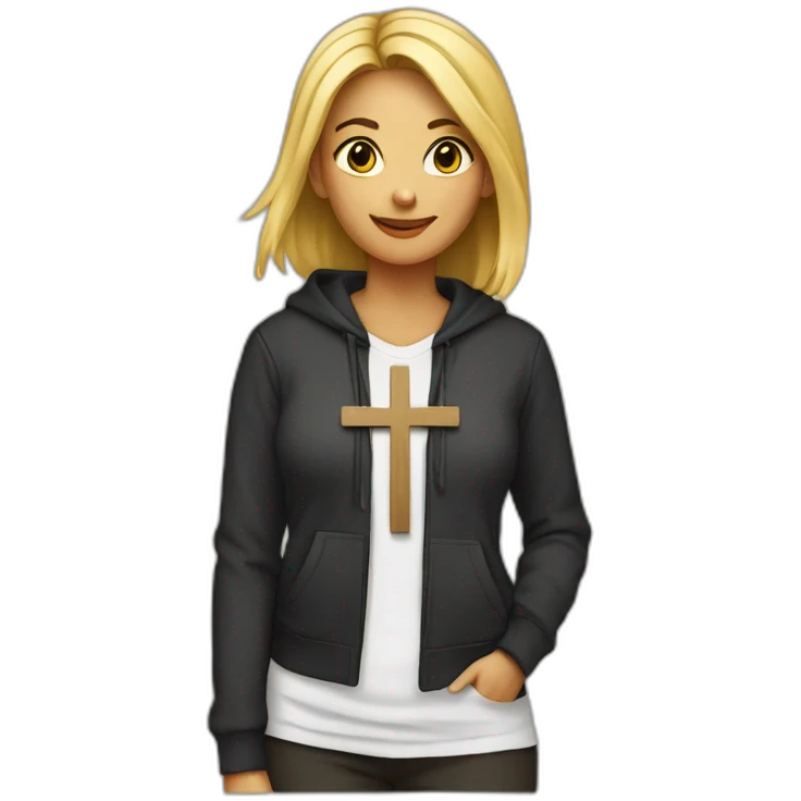 Woman with a cross t-shirt emoji