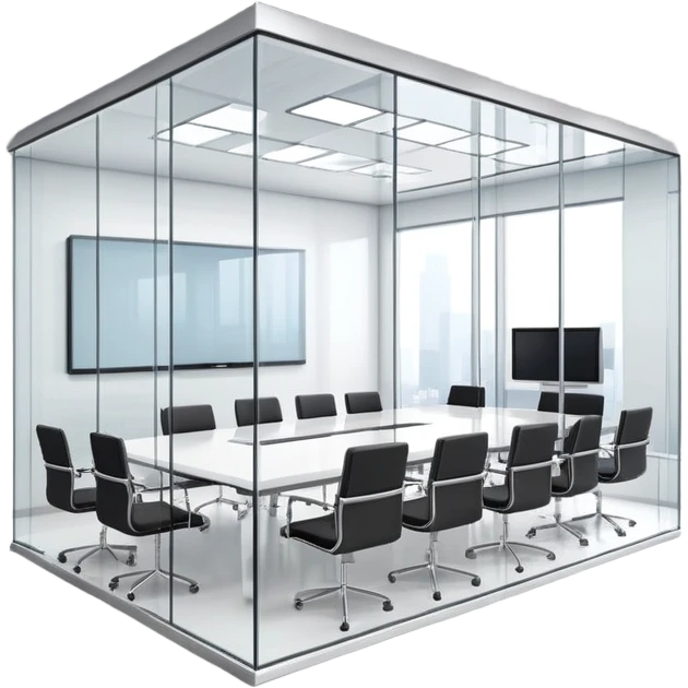 small glass conference room with glass walls emoji