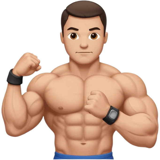 Naked bodybuilder man flex 1 bicep emoji