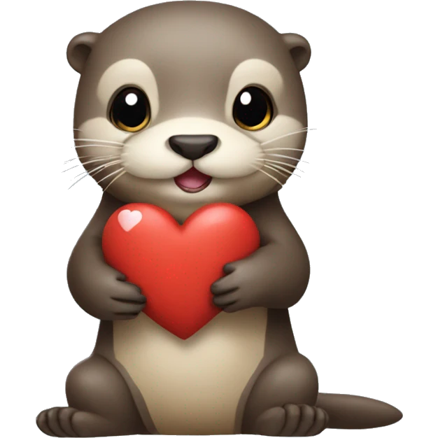Otter holding heart emoji