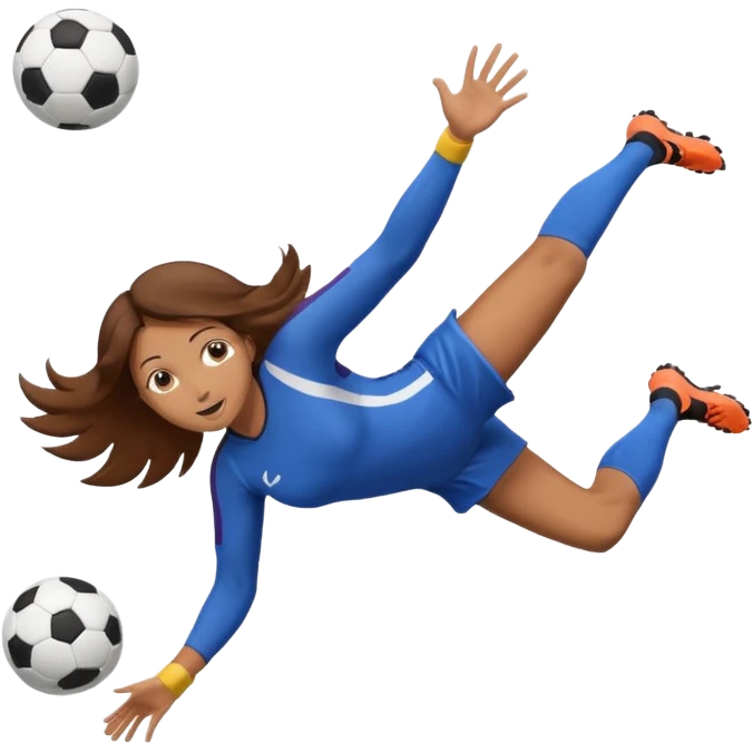 Girl brown hair saving a goal in soccer diving in the air  emoji