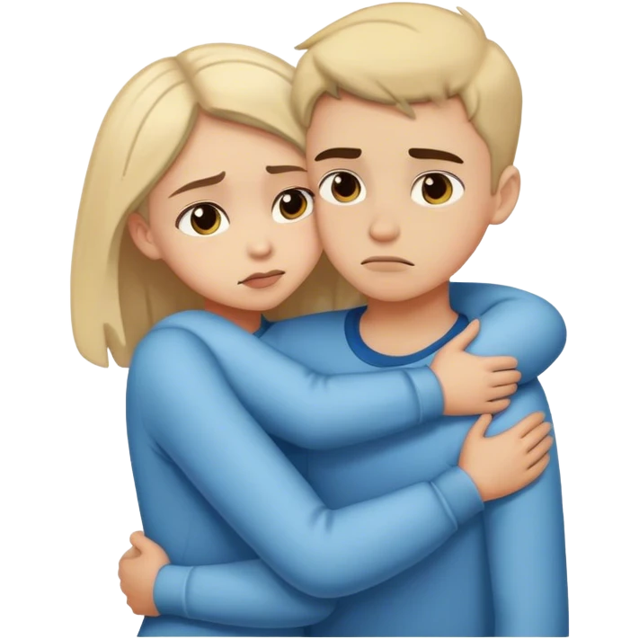 girl and boy hugging but the boy is mad  emoji