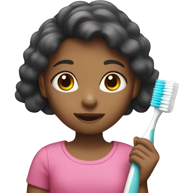 girl with a toothbrush emoji
