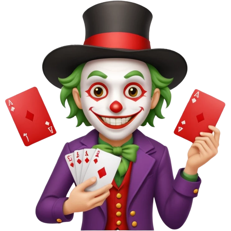 bunch of cards with a crazy jolly joker emoji
