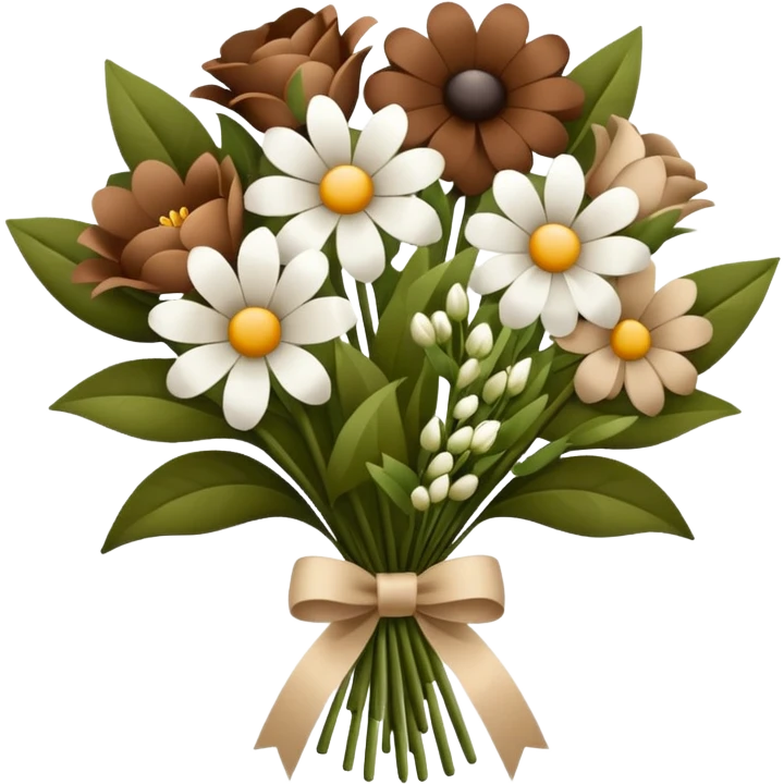 Brown and white flower bouquet emoji