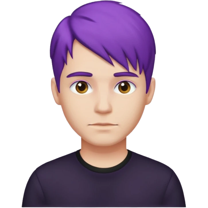 man with purple hair and black shirt emoji