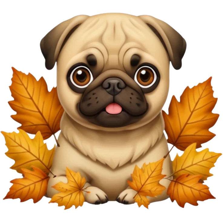 Pug in leaves emoji