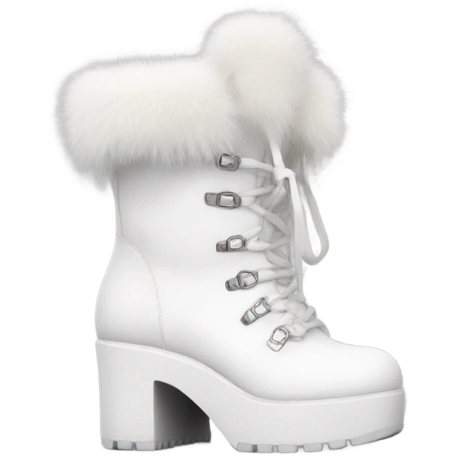 Platform WOLFE High boots white fur emoji