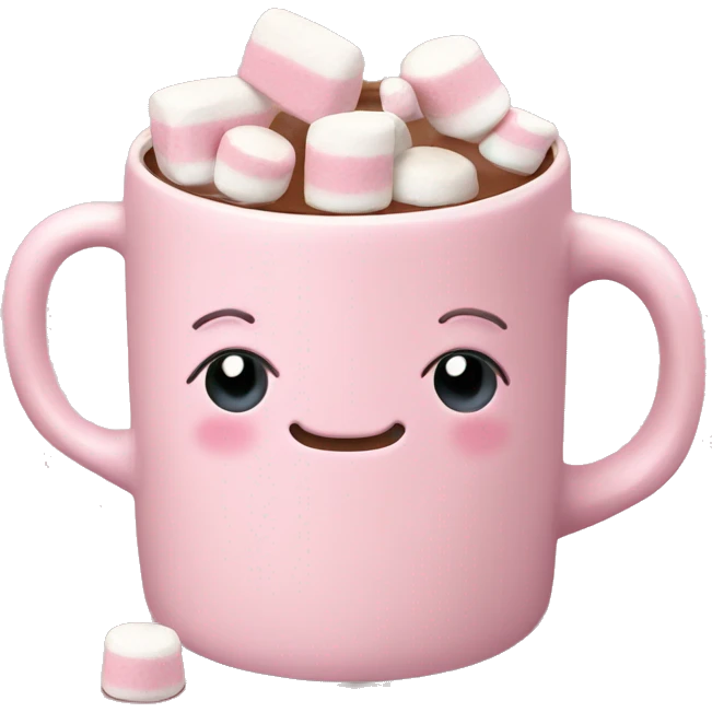 Light Pink mug of hot chocolate with marshmallows  emoji