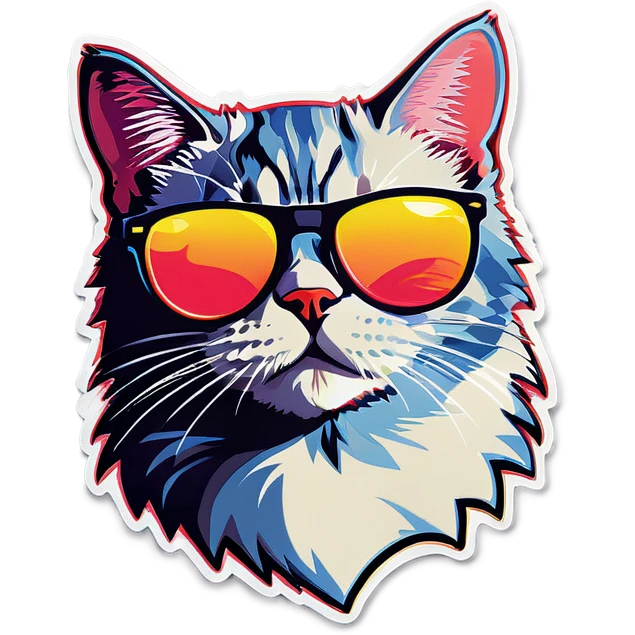 Pop art cat with sunglasses  emoji