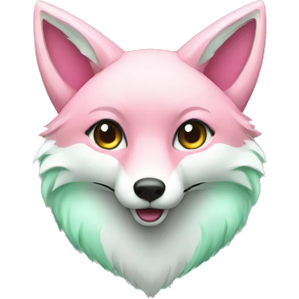 mint and pink fox emoji