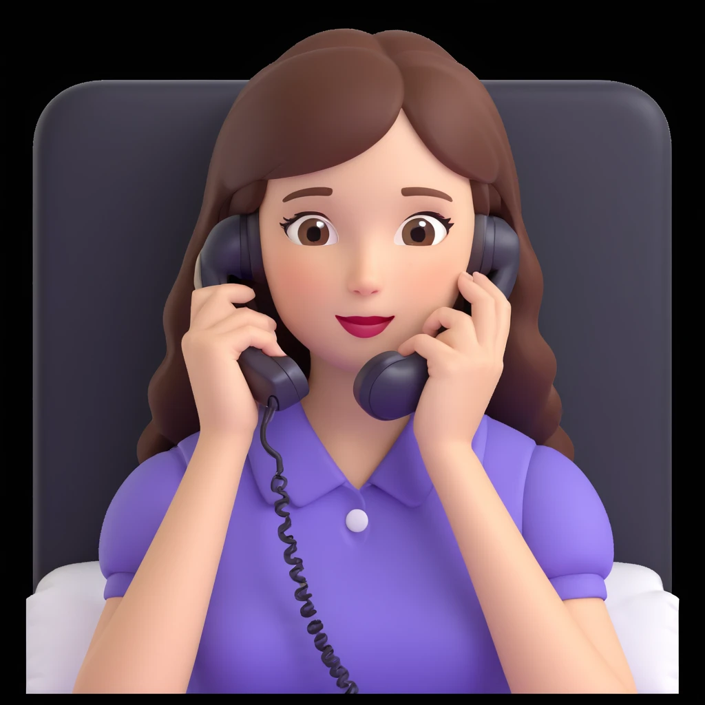 girl talking on phone bedroom background, close up pose emoji